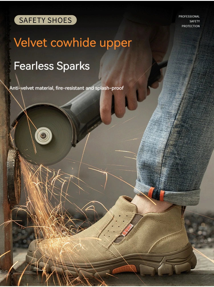 Men Work Shoes Breathable Work Sneakers Composite Toe Safety Shoes Anti-Puncture Indestructible Shoes Welders Safety Boots
