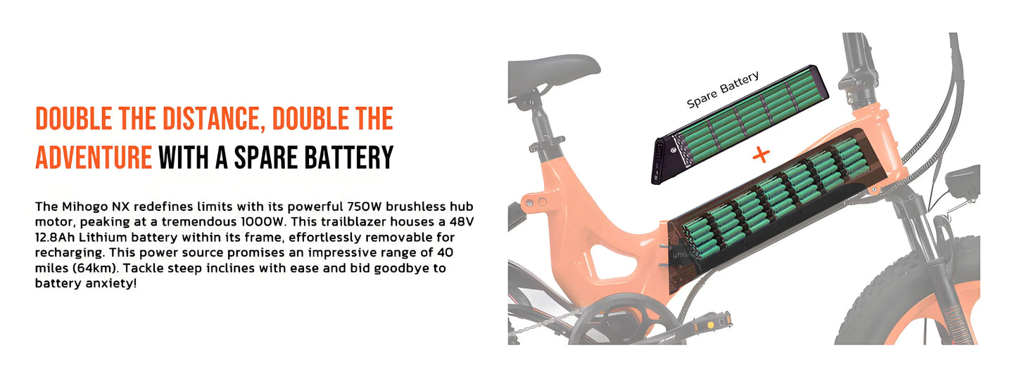 MIHOGO NX  Adult Electric Bicycle, 750W city ebike, 48V 12.8AH E-bike, 20-Fat Tire Foldable Electric Bike