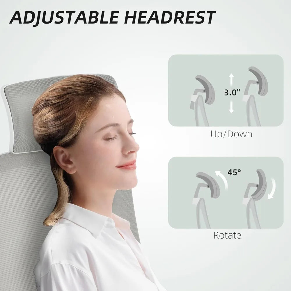 Office Chair, High Back Desk Chair with Flip-up Armrest, Rotatable Headrest, Tilt Function, Adjustable Lumbar Support, Swivel