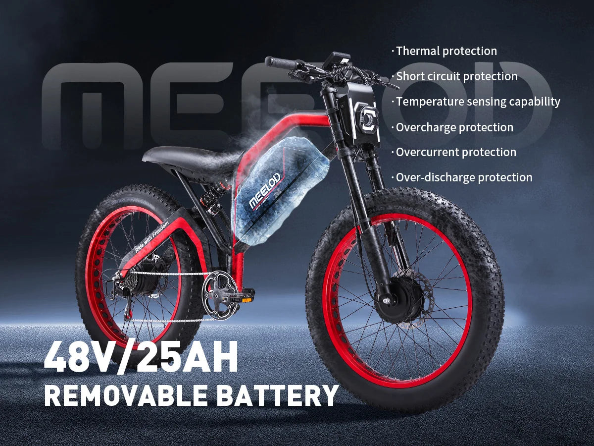 MEELOD XT600DL  adult E-bike 1000W*2 52V25Ah battery commute Electric Bike,26-inch Fat Tire E-Mountain bike