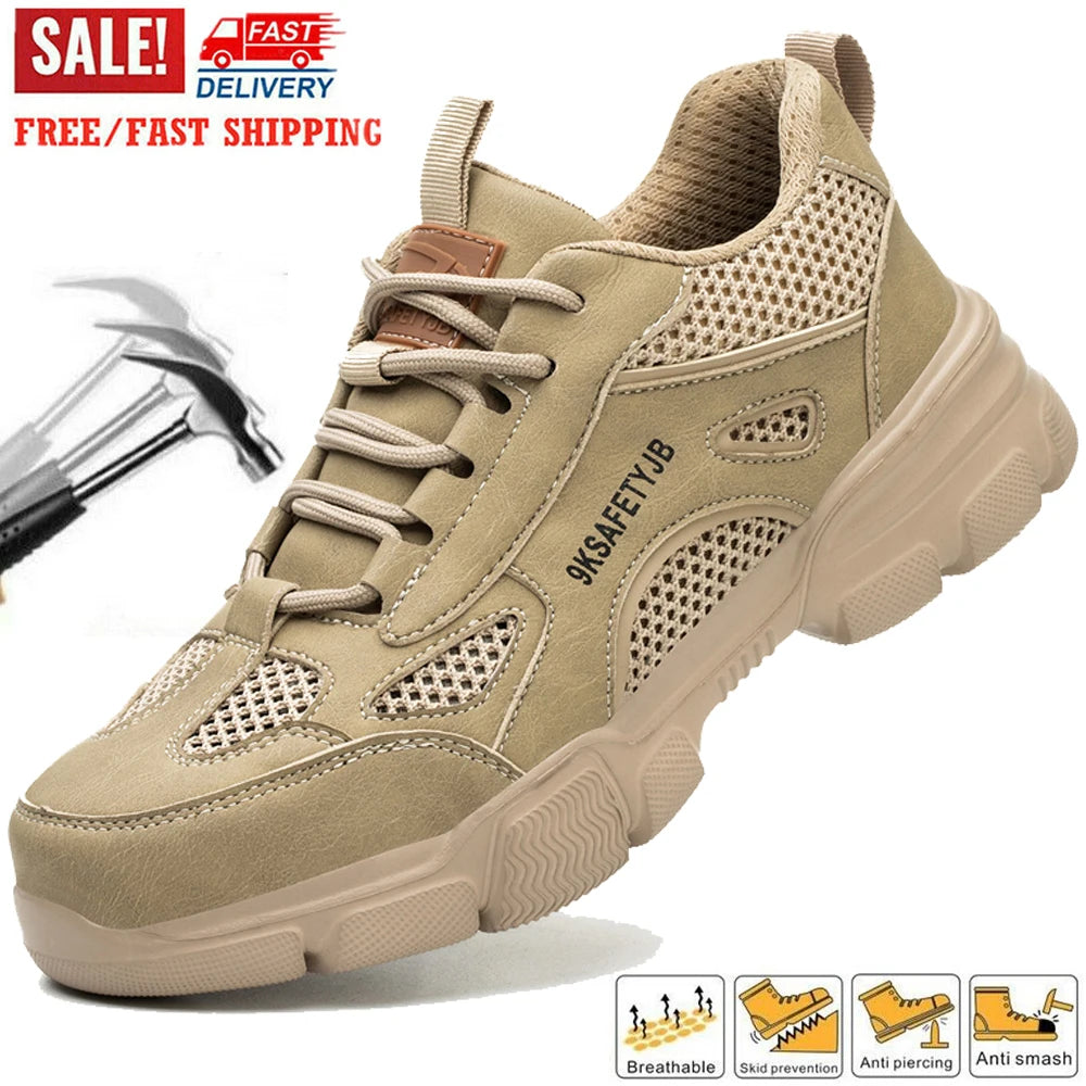 Low Top Breathable Safety Shoes Anti-Puncture Anti shock Work Shoes Slip Resistant Work Sneakers Protective Boots for Men