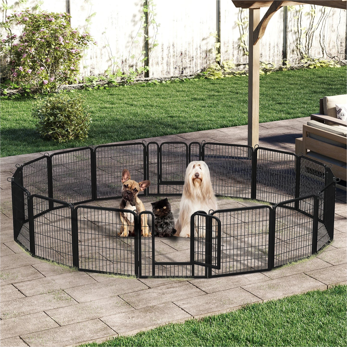 Heavy-Duty Metal Puppy Playpen – 24"/32"/40" Options, 8/16 Panels, Ideal for Indoor Use & Outdoor (RV Camping, Yard, Garden)