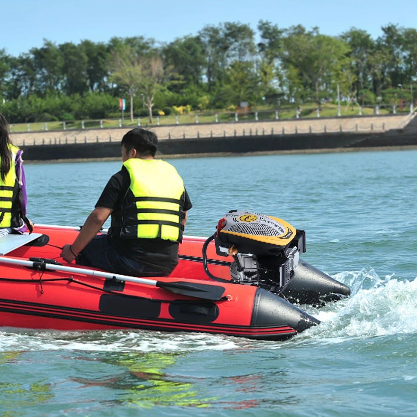 4-Stroke 9HP Outboard Motor 225CC Heavy-Duty Outboard Motor Fishing Boat Marine Engine for Fishing Aquaculture Outdoor Adventure