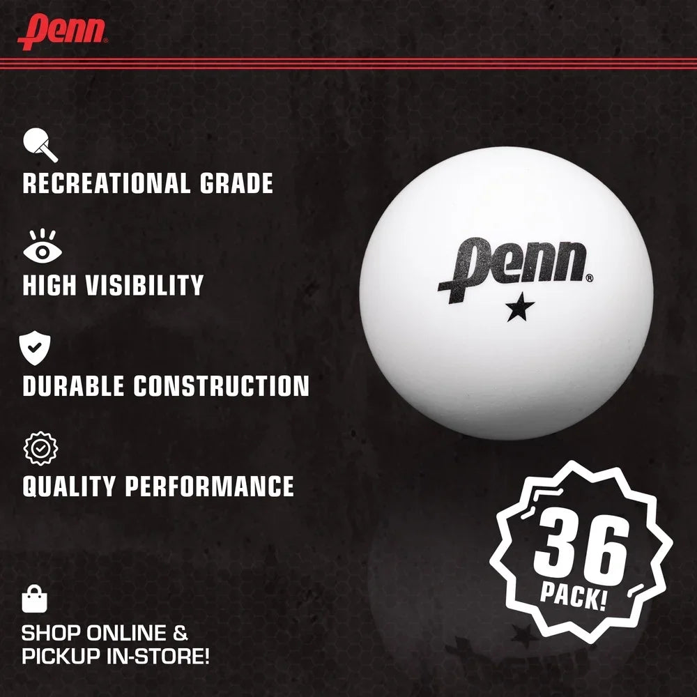 Official 1-Star Table Tennis Balls Set of 36 Durable High Visibility Ping Pong Balls Recreation and Competition