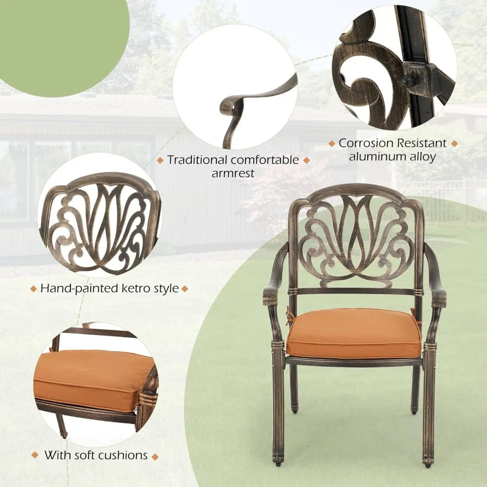 All Aluminum Patio Furniture Set: 9-Piece Outdoor Dining Set with 8 Cushioned Dining Chairs,Metal Patio Furniture set,