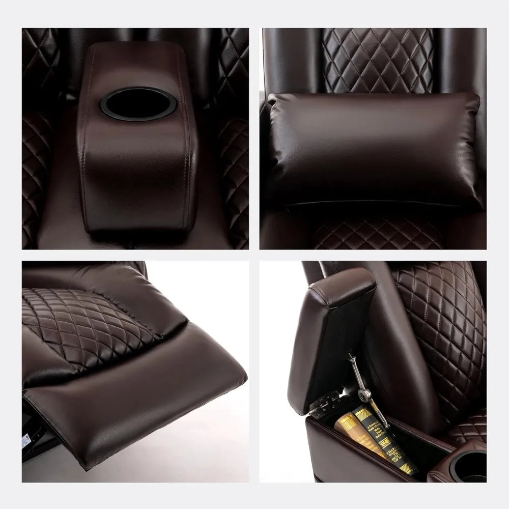 RV Loveseat Recliner Sofa, Home Theater Seating with 3 Arms and 2 Pillows, Wall Hugger Recliners & 135° Reclining Couch