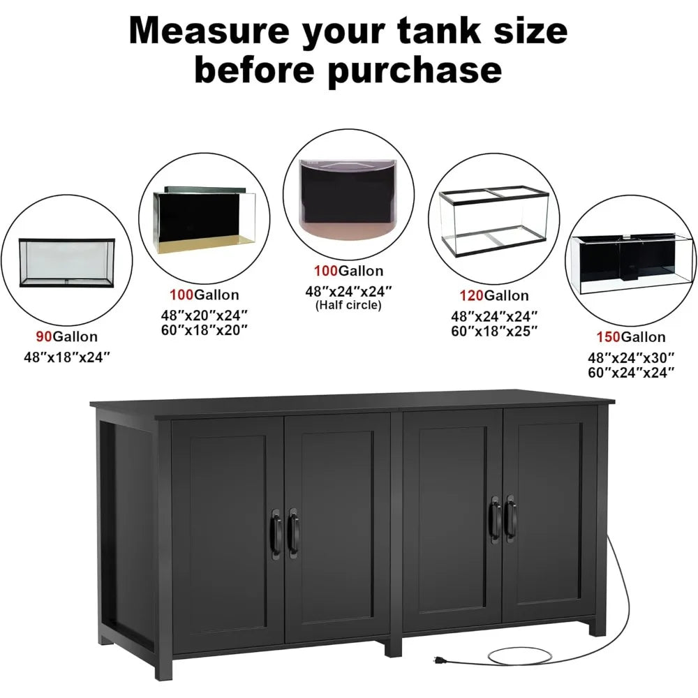 100-150 Gallon Fish Tank Stand, 120 Gallon Tank Stand with 60"*24" Tabletop Fits 100/120/150 Volumns Aquariums,2200LBS Capacity