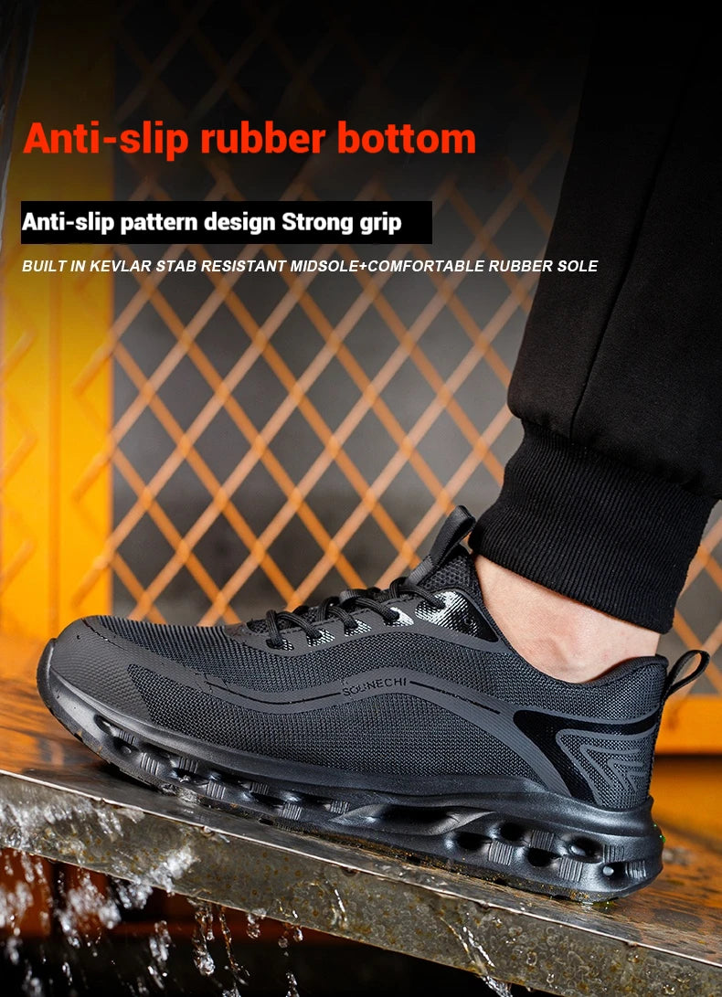Men's Safety Shoes Anti-Impact Anti-Piercing Lightweight Work Boots Lightweight Breathable Sporty Design for Outdoor Work Shoes