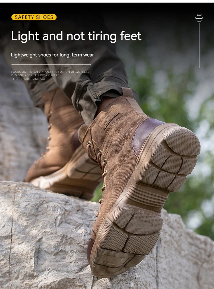 Men’s Industrial Safety Shoes Steel Toe Cap - Anti-Smash Anti-Punctur Outsole Outdoor Indestructible Construction Work Shoes