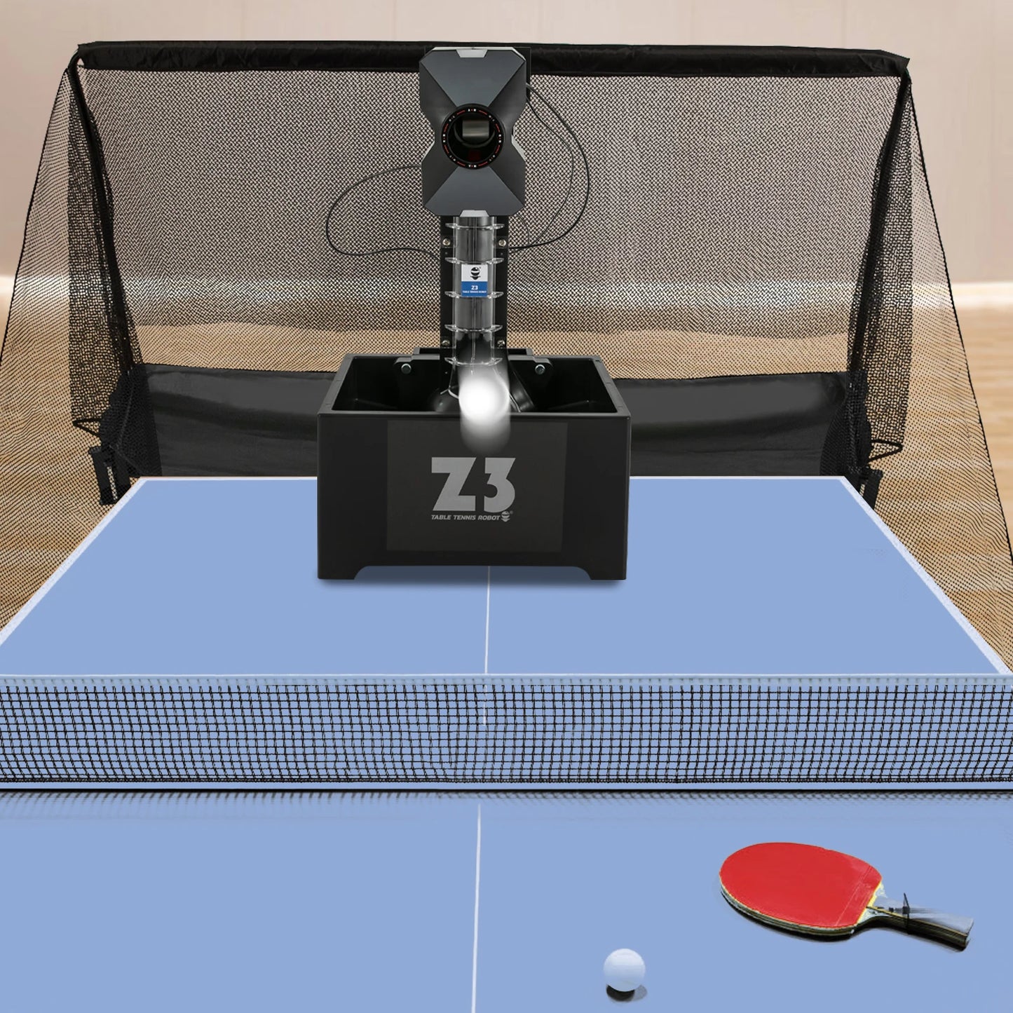 Automatic Ping Pong Ball Machine 10 Modes Remote Control Table Tennis Robot Pitching Machine with Net+100 ABS Balls+Ball Picker