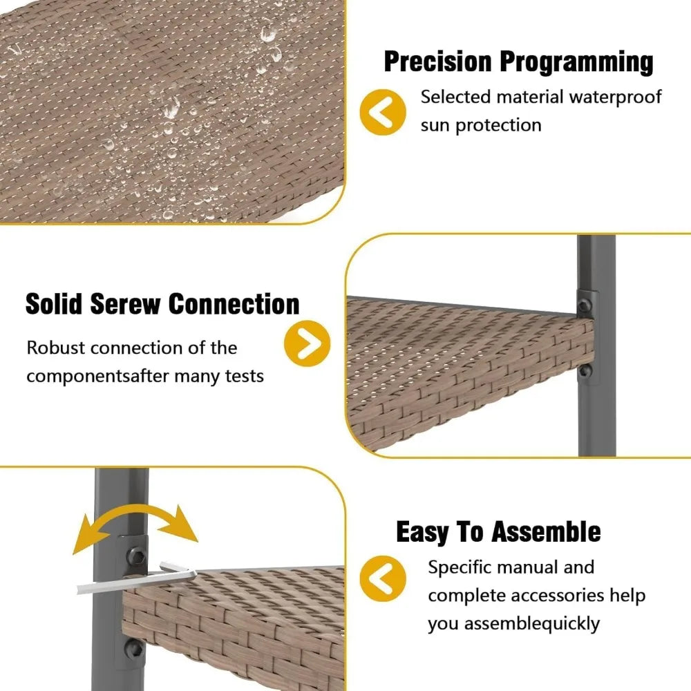 Outdoor Loveseat Bench,46.8 Inches Wicker Frame Patio Bench, All Weather Outdoor Bench with Rattan Backrest Armrests and Metal L