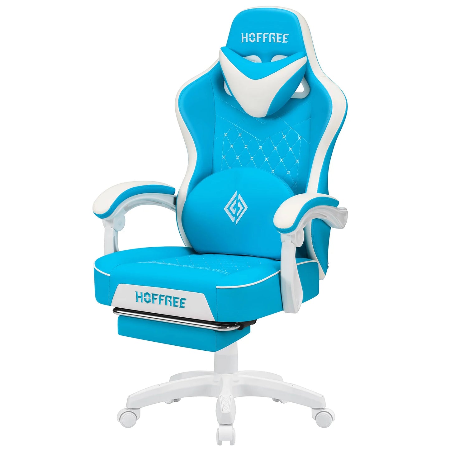 Leather Gaming Chair with Footrest Bluetooth Speaker Dual Function Massage Height Adjustable Recliner Computer Office Chair Sofa