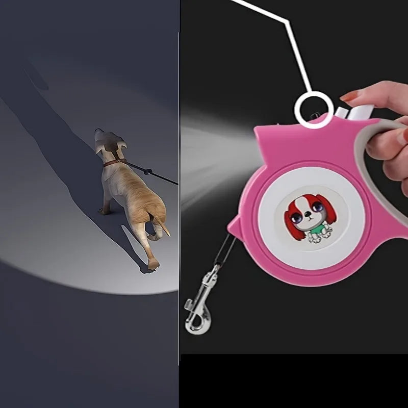 16FT Retractable Dog Leash with Reflective Strip - Night Safety Rope Lead for Small Medium Dogs, Tangle-Free & Durable