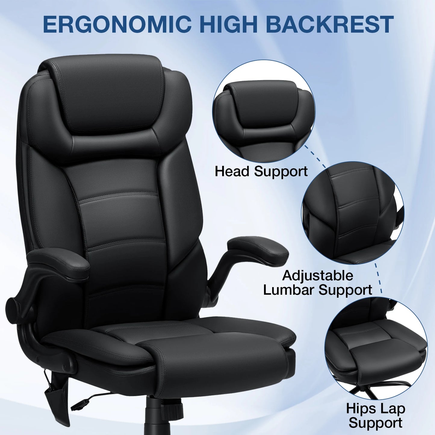 Office Chair With Ergonomic PU Leather Adjustable Height Reclining Backrest Orthopedic Inflatable Computer Recliner Chair Sofas