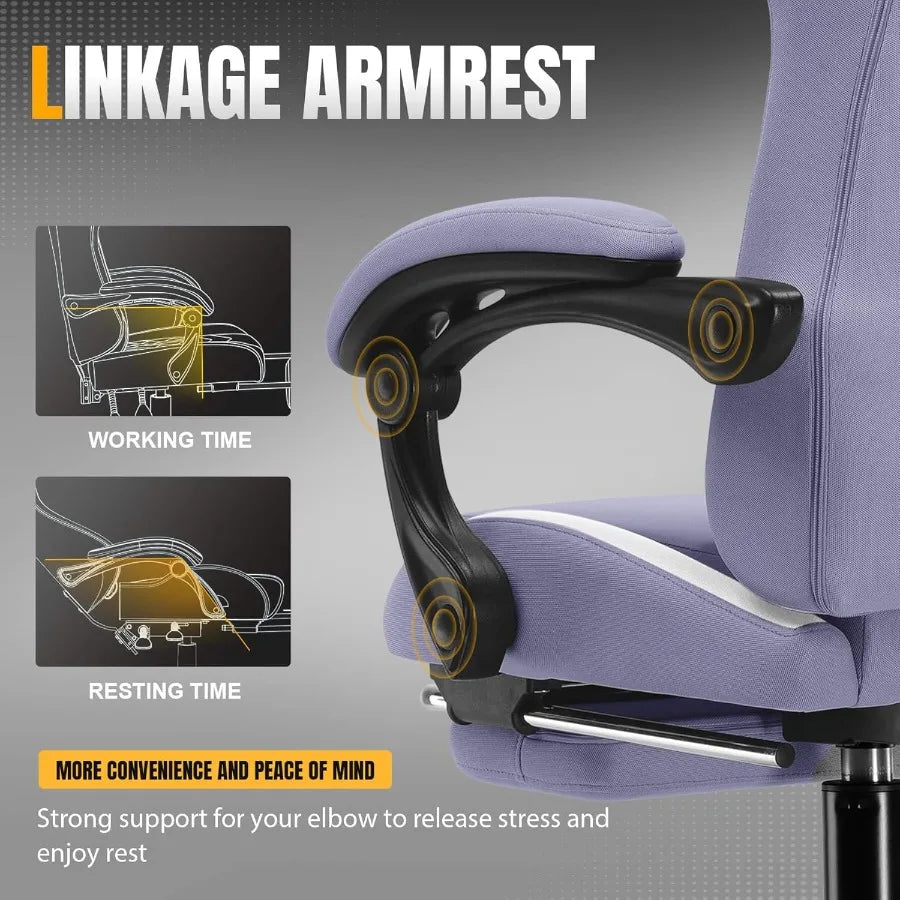 Ergonomic Gaming Chair with Foot Rest and Pocket Spring Cushion for Home Office Desk Breathable Fabric High Back Computer Chair