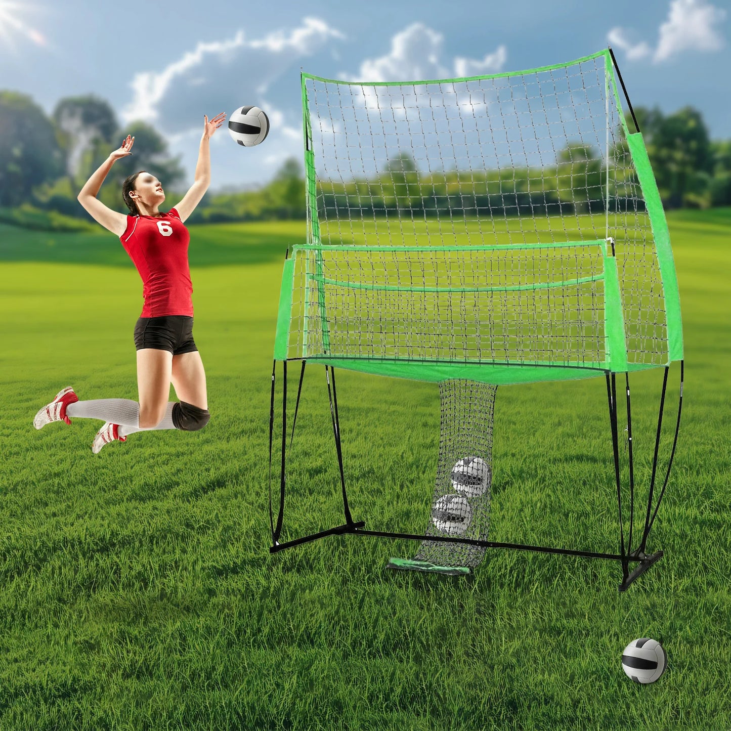 Bymaocar 2.44*3.35M Volleyball Training Net, Nylon Volleyball Practice Net, Volleyball Trainer Equipment Net
