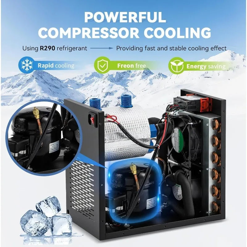 Aquarium Chiller 42gal 1/10 HP Hydroponics Water Chiller for Home Use Fish Axolotl Coral Shrimp Farming 110V with Pump a