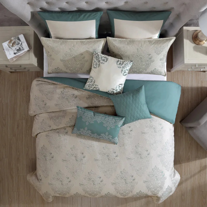 Marana 10 PC King Comforter Set Teal