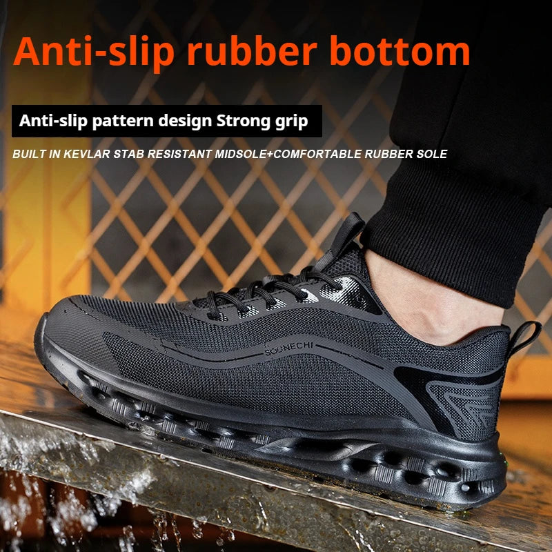 Men's Safety Shoes Anti-Impact Anti-Piercing Lightweight Work Boots Lightweight Breathable Sporty Design for Outdoor Work Shoes