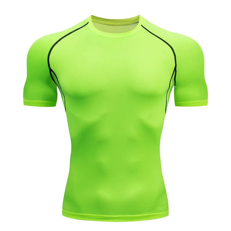 Men Short Sleeve t-Shirt Quick Dry Compression Shirts Fitness Gym t-Shirts Sport Bodybuilding Shirt Running Football Tee Shirts