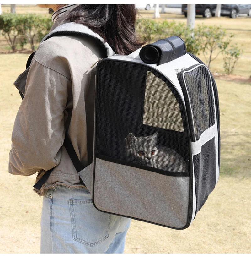 Pet Cat Backpacks Breathable Outdoor Cat Carrier Shoulder Bag for Small Dogs Cats Portable Travel Folding Backpack Pet Supplies