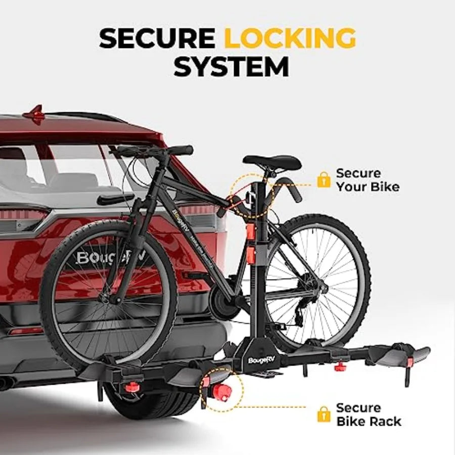 Lockable Hitch Mount Bike Rack Platform 2Bike Carrier for SUV Truck Lightweight EBike Compatible Foldable Tilting to Open Trunk