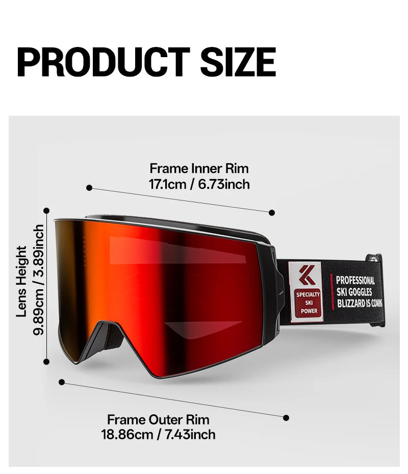 KAPVOE New Outdoor Photochromic Ski Goggles Winter Snow Sports for Unisex Snow Glasses UV400 Anti-fog Magnetic Snowboard Glasses