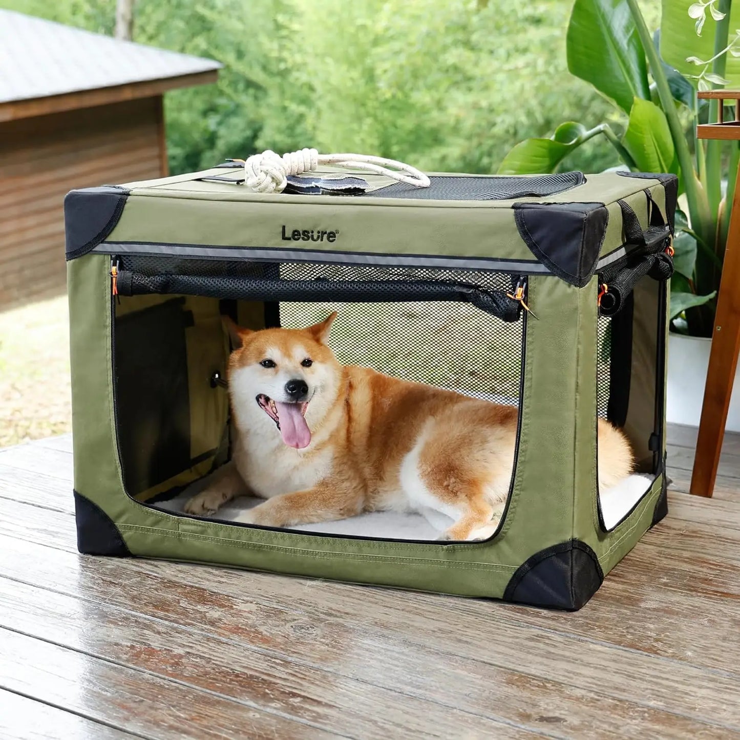 Soft Collapsible Dog Crate - 42 Inch Portable Travel Dog Crate for Extra Large Dogs Indoor & Outdoor, 4-Door Foldable