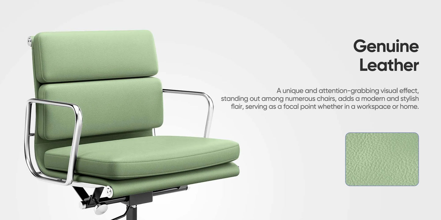 Office Guest Chair Genuine Leather Executive Chair Reception Chairs with Wheels Adjustable Swivel Rolling Office Chairs