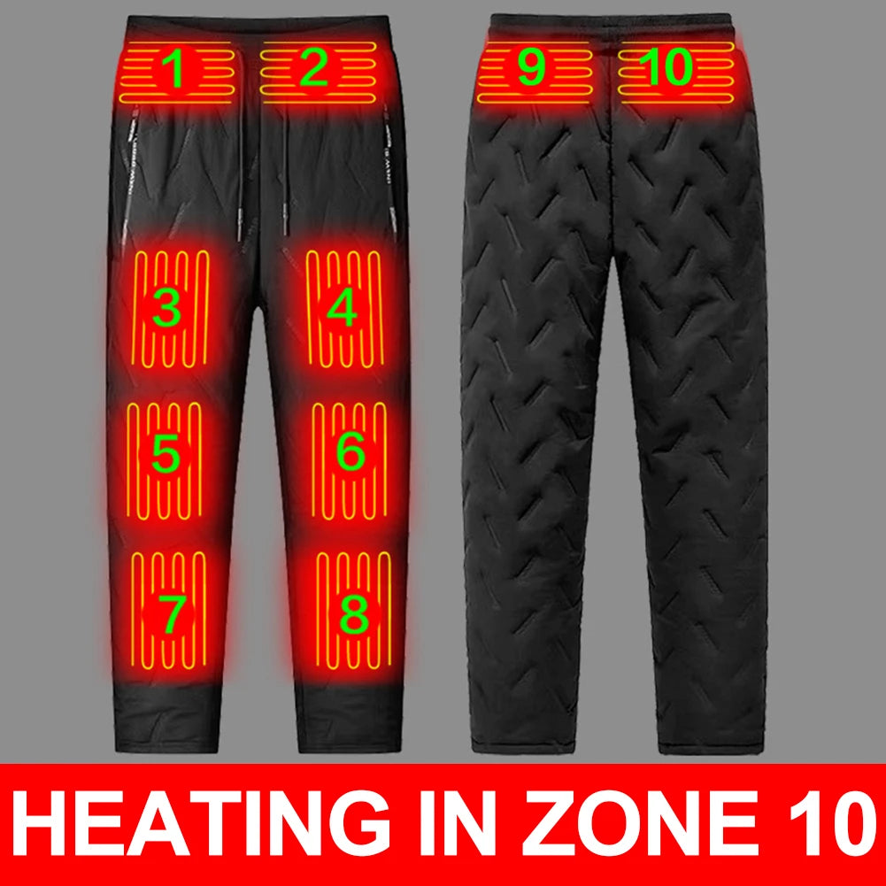 Unisex Heated Thermal Pants 10 Heating Zones Electric Pants 3 Temperature Modes Waterproof Winter Electric Warmer Clothing