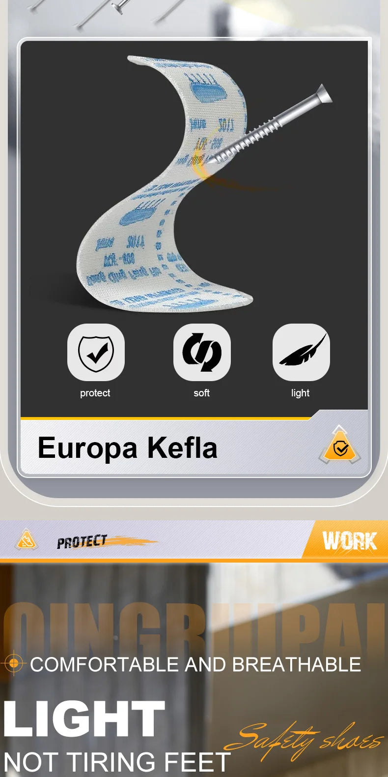 Men's high top lace-free comfortable soft sole anti-smash and puncture resistant work shoes