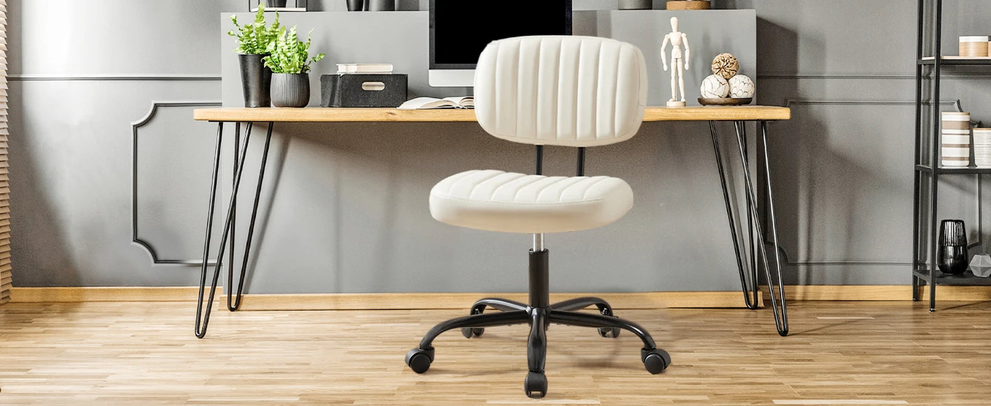 Armless Home Office Desk Chair -Small Ergonomic with Low Back Lumbar Support, Task with 360° Swivel Rolling Wheels