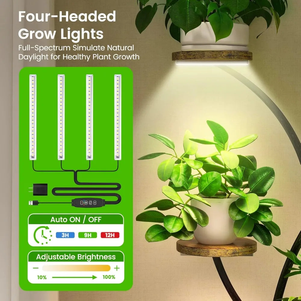 Plant Stand W/Grow Light, Tiered Plants Shelf, Corner Plant Stand Shelves for Indoor bedroom, S-Shaped Plant Rack for Home Patio