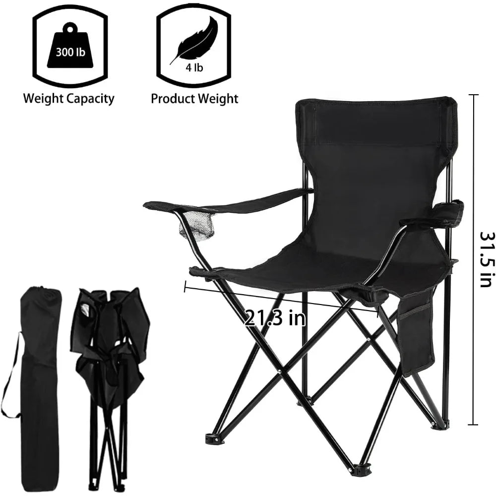 4-Piece Folding Camping Chairs - Lightweight, Easy Setup, Portable for Beach, Lawn, Outdoor Activities