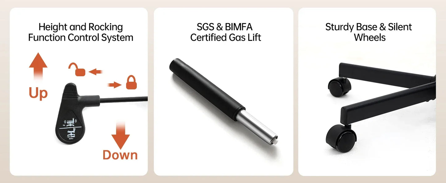 PU Upholstered Dressing Chair, Mid-back Ergonomic Home Office Computer Chair, Comfortable Adjustable Swivel Work Chair