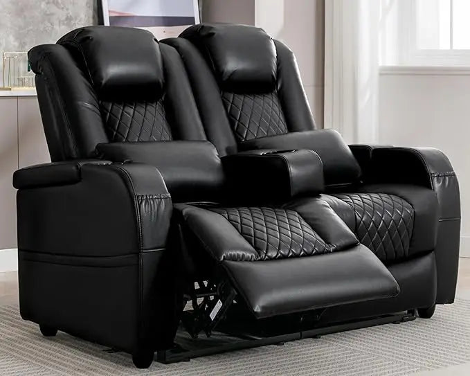RV Loveseat Recliner Sofa, Home Theater Seating with 3 Arms and 2 Pillows, Wall Hugger Recliners & 135° Reclining Couch