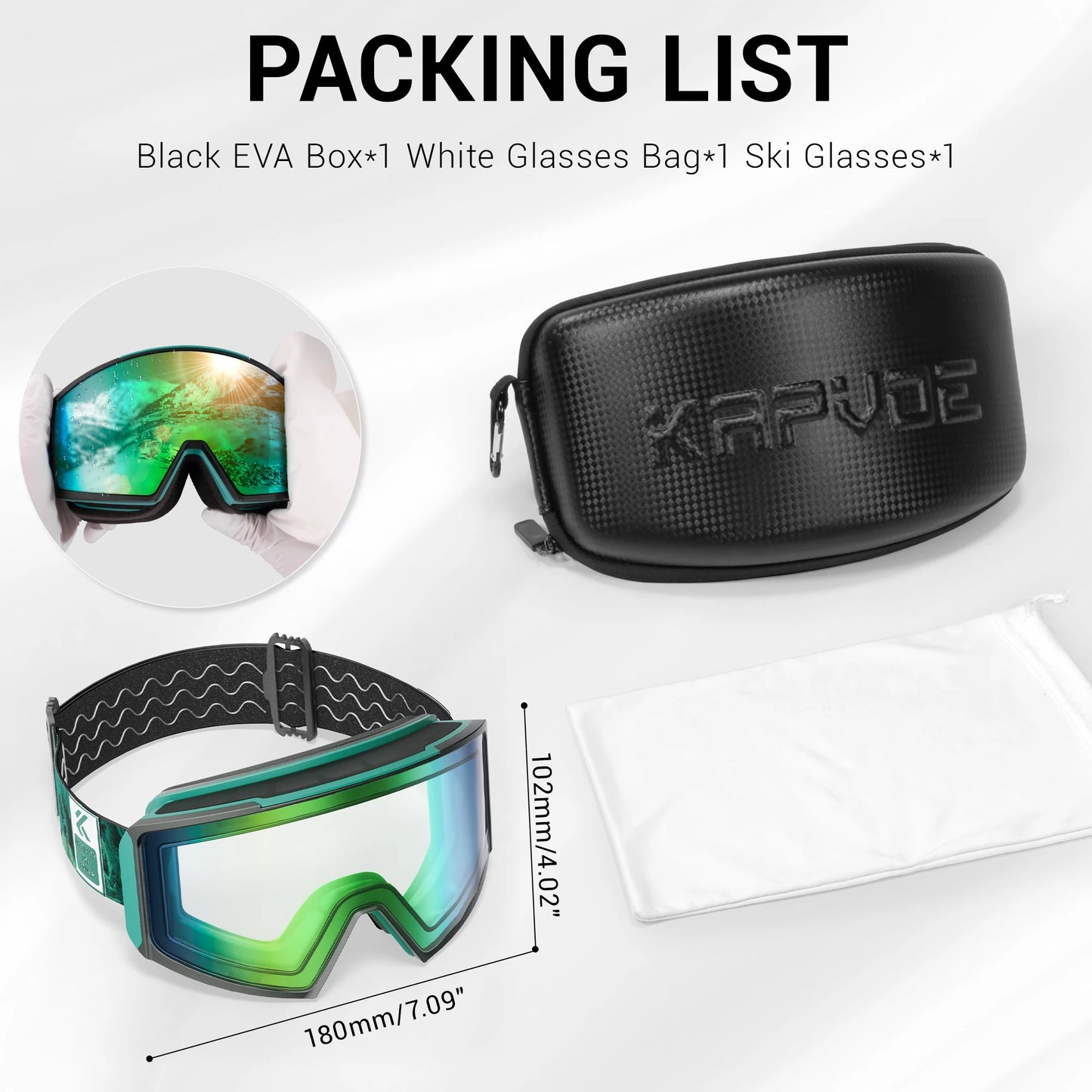 KAPVOE New Outdoor Photochromic Ski Goggles Men Snowboard Glasses Women Winter Snow Sunglasses UV400 Magnetic Attraction Lens