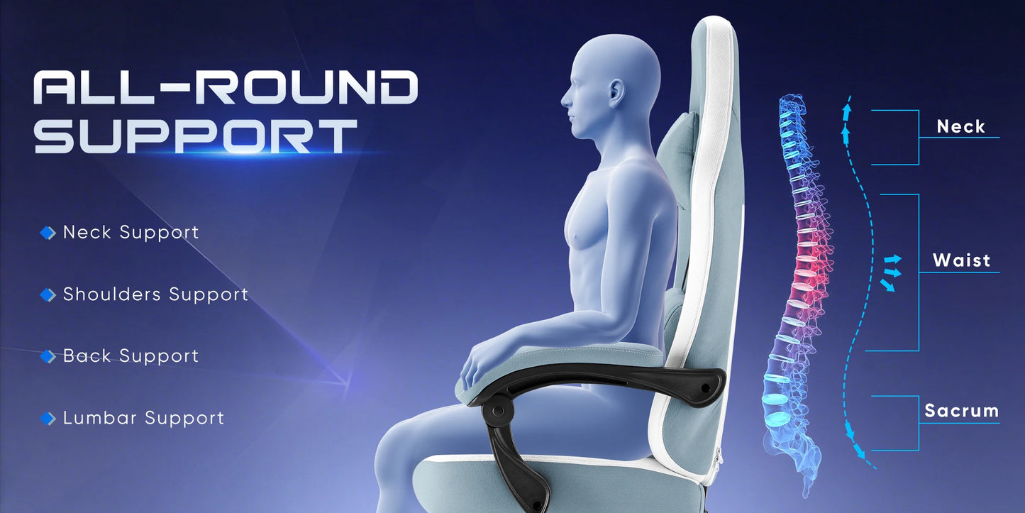 JHK Ergonomic Computer Gaming Chair Height Adjustable 360° Swivel with Headrest Lumbar Support Linkage Armrests For Office Home