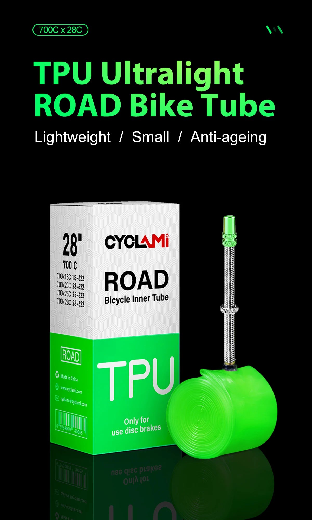 2pcs CYCLAMI 38g Ultralight Bike Inner Tube 700 X18 23 25 28 Road Bicycle TPU Material Tire 60mm Length French Valve Super Light