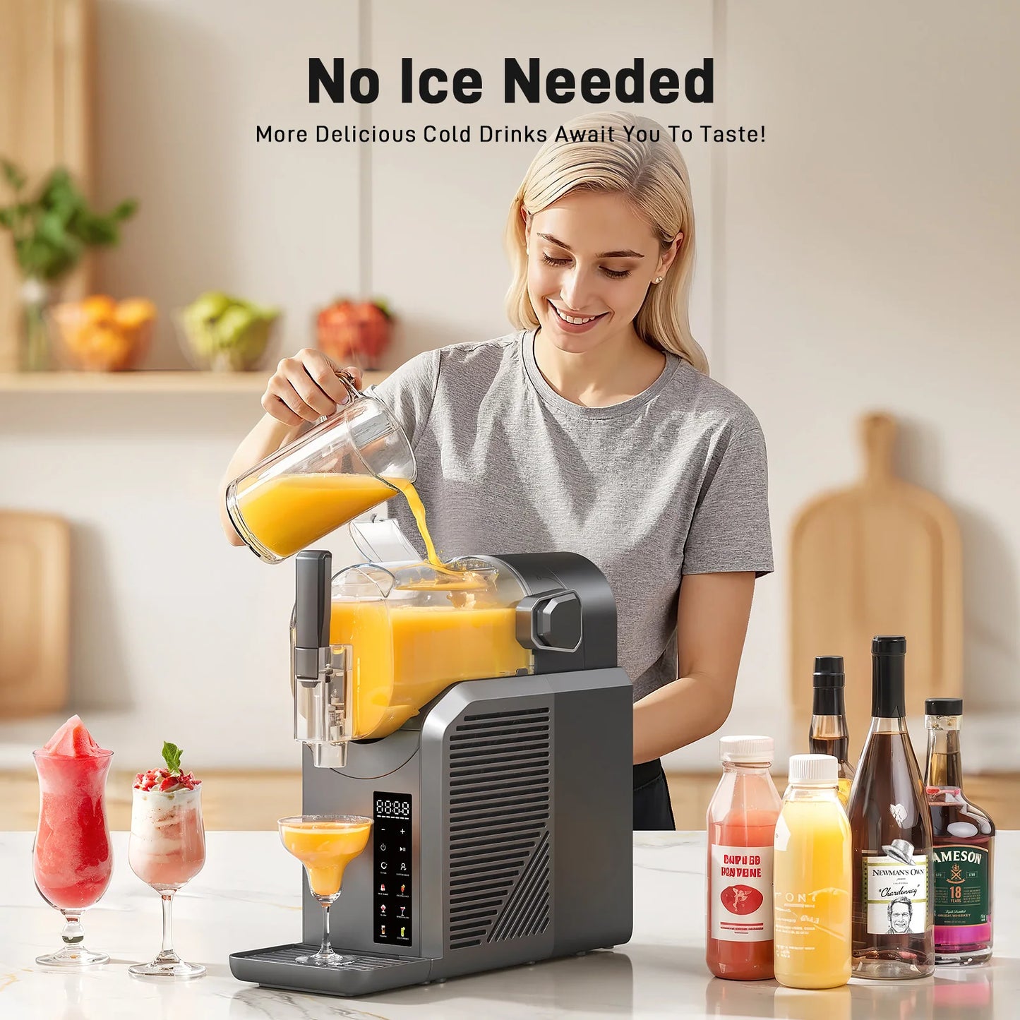 7 in 1 Professional Home Slushie Machine No Ice Needed Rapid Chill Technology Frozen Drink & Slushie Machine Automatic cleaning