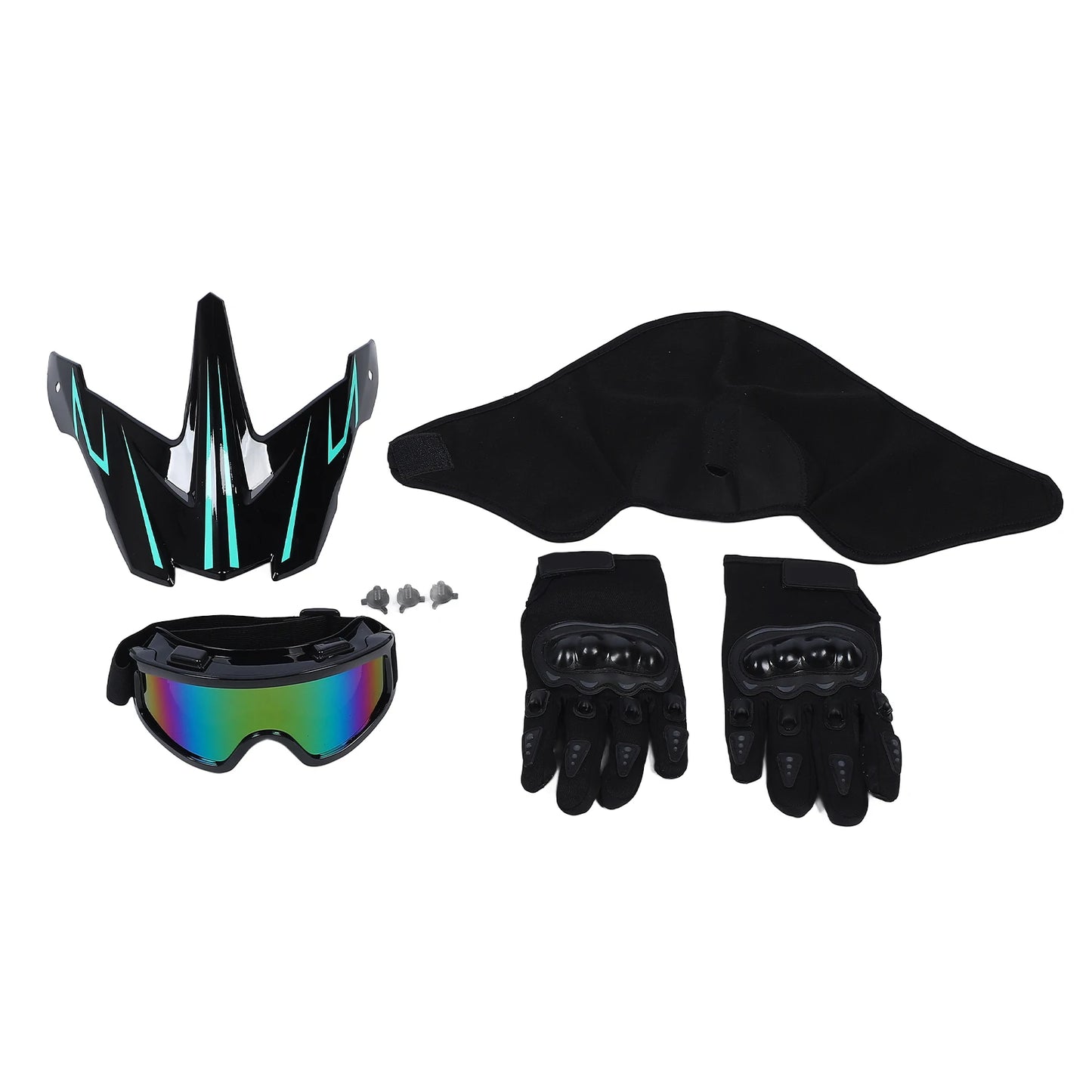 Motorbike Helmet Set Full Face MTB Helmet with Goggles Gloves Face Cover