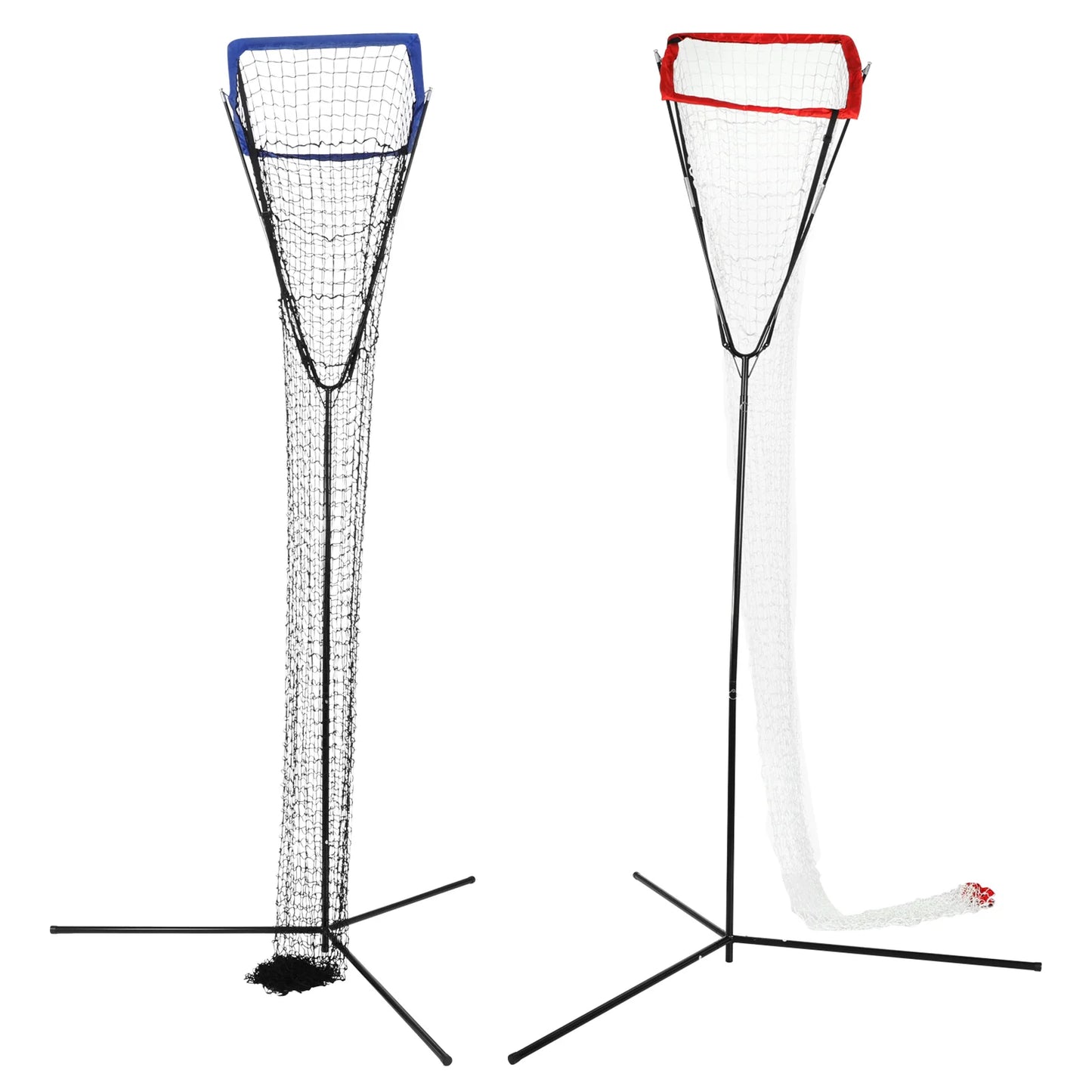 Volleyball Training Iron Net Frame,Black+Blue/Red Free Standing Volleyball Practice Net Adjustable Height and Angle for Patios