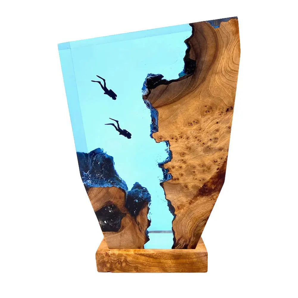 Diving Cave Exploration Theme Night Light USB Charge Deep Sea Diver Night Light Table Decoration Lamp Bedroom Office Desk Decor