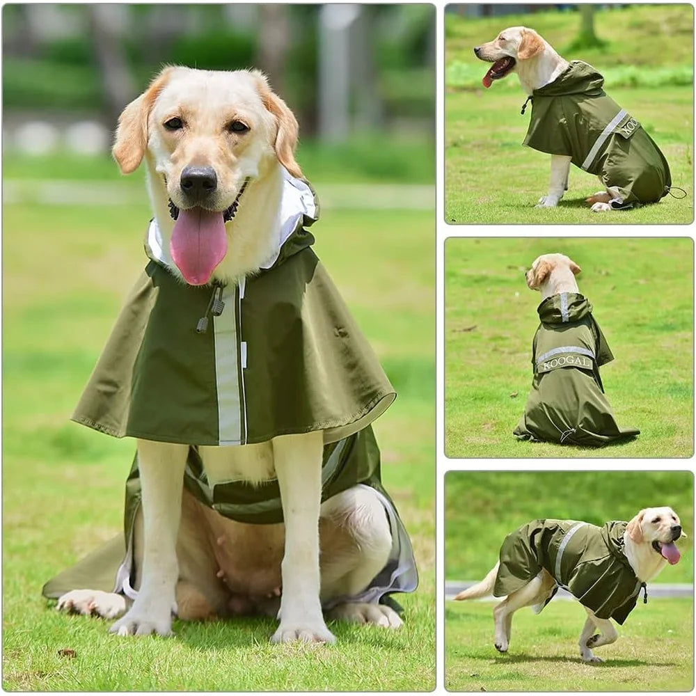 Waterproof Dog Raincoat Adjustable Poncho Windproof Apparel Medium Large Dogs Travel Bag Design Comfortable Lightweight Pet