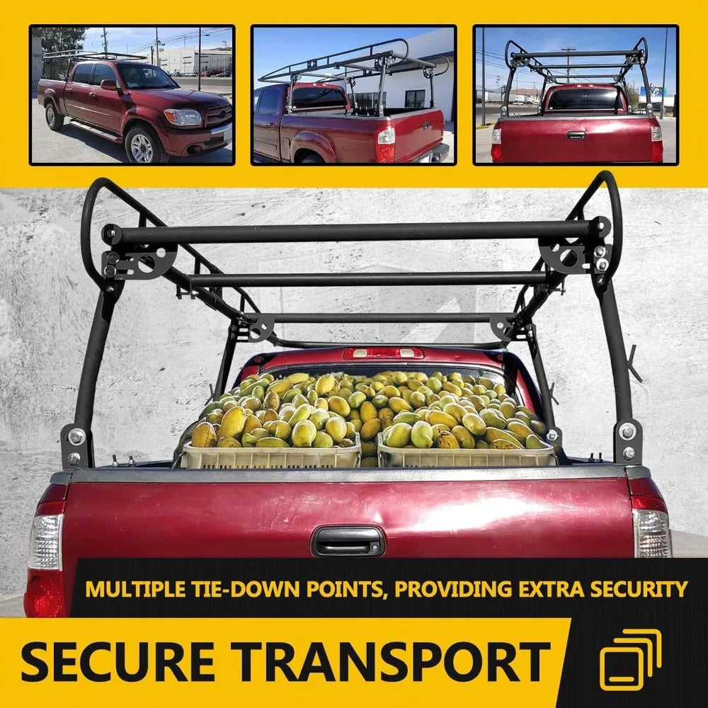 Adjustable Truck Ladder Rack 1000lbs Weight Capacity 55-1/8"(W) x 139-5/8"(L) x 32-1/4"(H) Heavy Duty Steel Lumber Utility Kaya