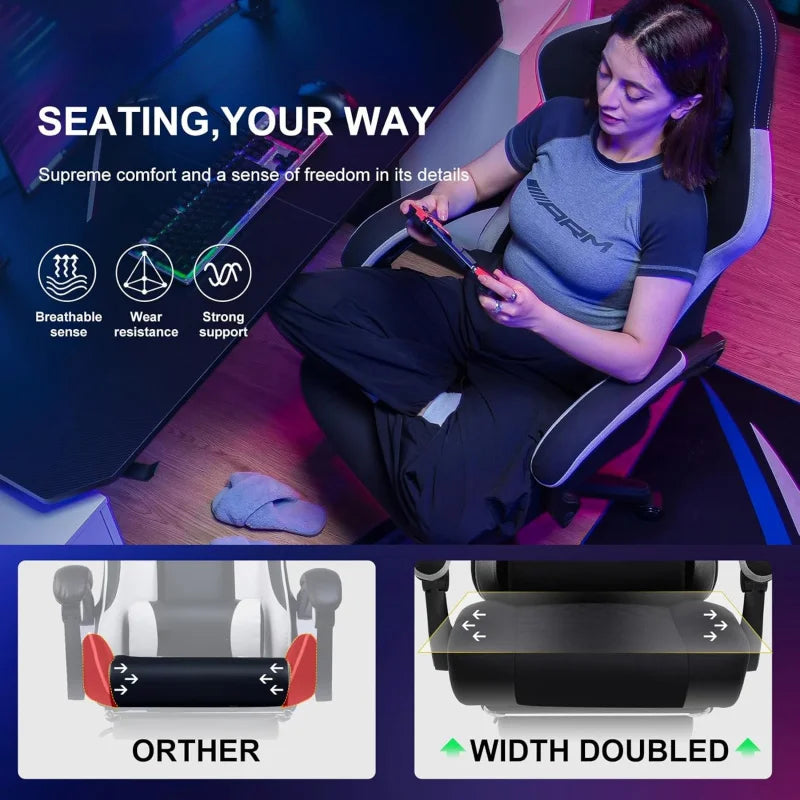 Computer Office Chair with Pocket Spring Cushion, Linkage Armrests and Footrest, High Back Ergonomic Computer Chair .