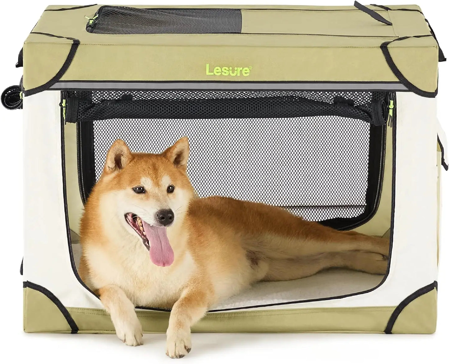 Soft Collapsible Dog Crate - 42 Inch Portable Travel Dog Crate for Extra Large Dogs Indoor & Outdoor, 4-Door Foldable