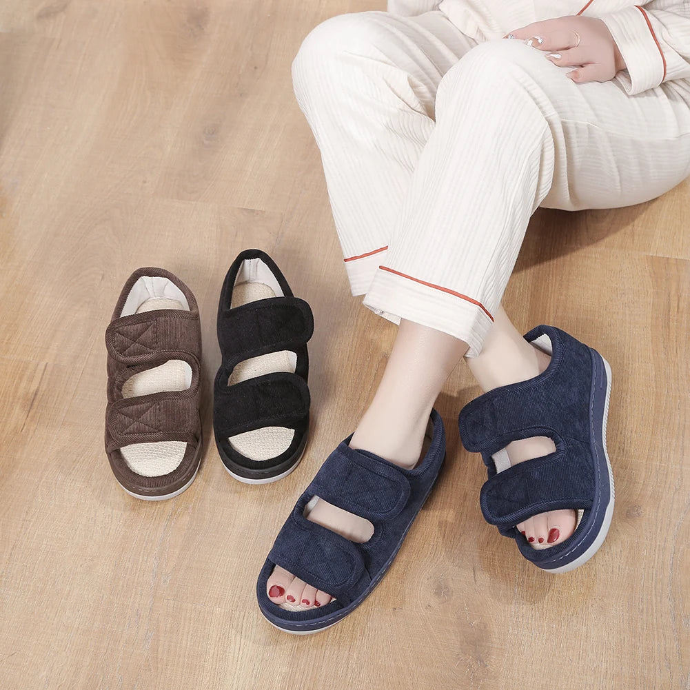 Diabetic Shoes Open Toe Diabetic Slippers Adjustable Elderly Sandals Breathable Orthopedic Footwear for Women and Men