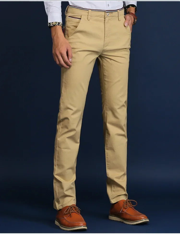 Classic Style Men Spring Summer Thin Casual Pants Fashion Business Cotton Solid Color Office Trousers High Quality Men Trousers