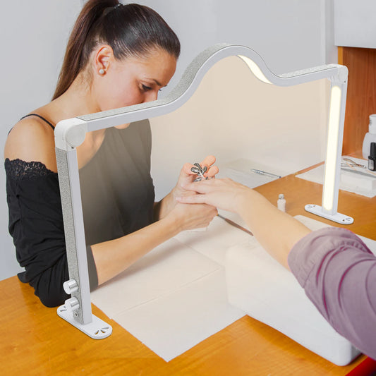 Rectangular Shape Desk Lamp with Simulated Diamonds for Manicures and Lashes, Foldable Nail Tech Light(White Color)